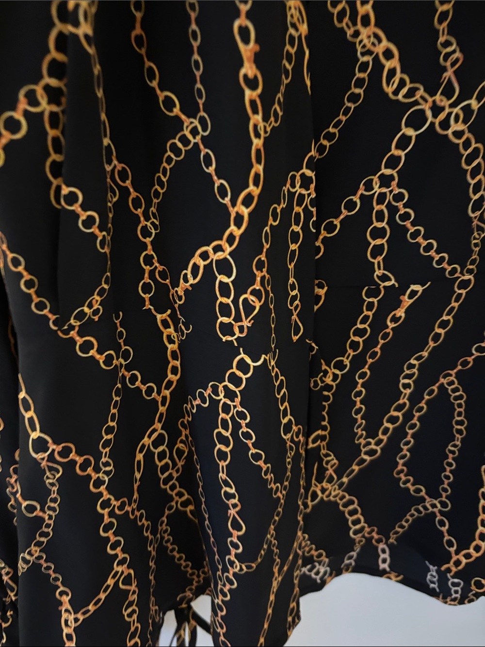 L'AGENCE Black Wrap Blouse with Gold Chain Print - Picture 4 of 6